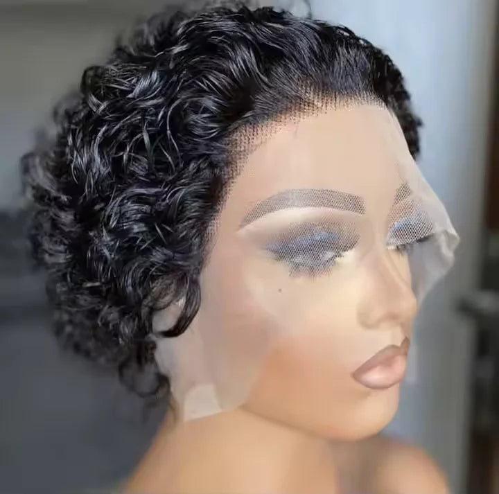 Wholesale Afro Curly Short Pixie Cut Lace Wigs 13x4 Lace Front Perruque Pixie Human Hair Wigs