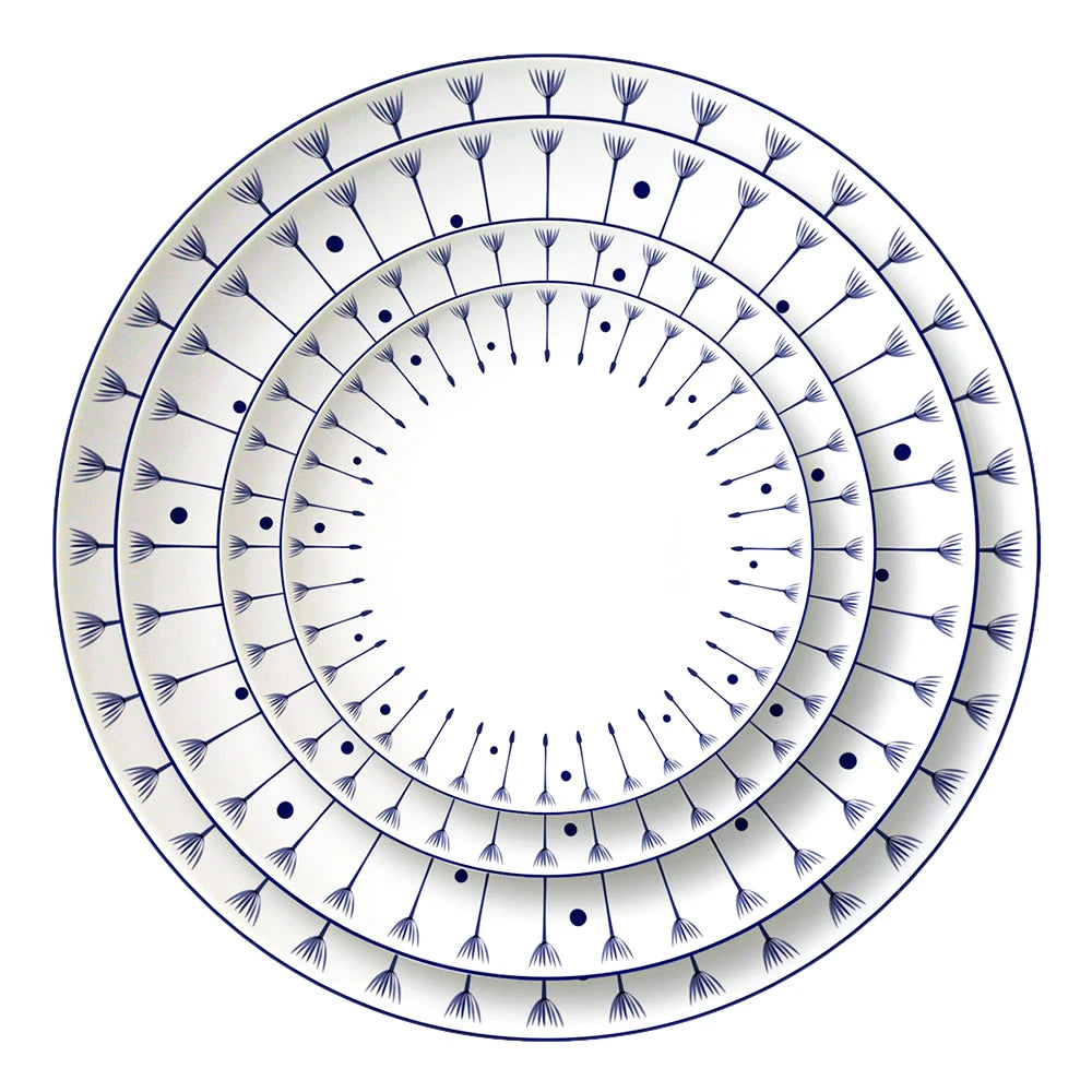 Fine Bone China Charger Dinner Plate with Unique Decal Design Western Ceramic Dinnerware Sets for Kitchen for Hotels