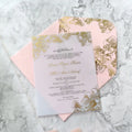 Elegant 5X7 Inches White Acrylic Wedding Invitations Luxury Custom Menu Cards Pink Paper Envelopes Include Music Angel Cross