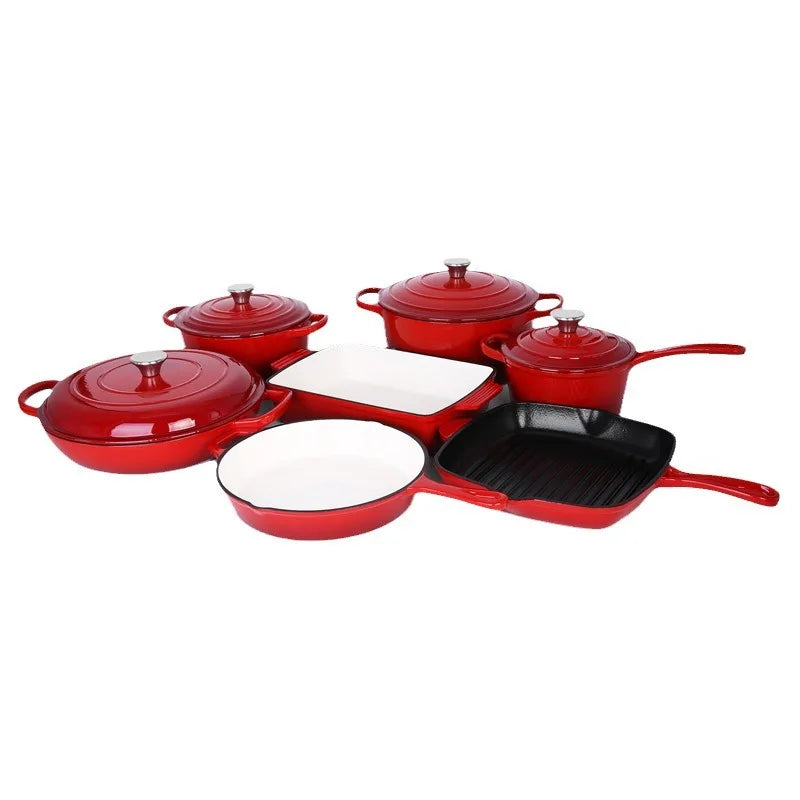 Customized Logo Non Stick Cast Iron Enamel Dutch Oven Pot Color Mini Oval Sauce Cooking Pot and Pans Cookware Sets With Lid