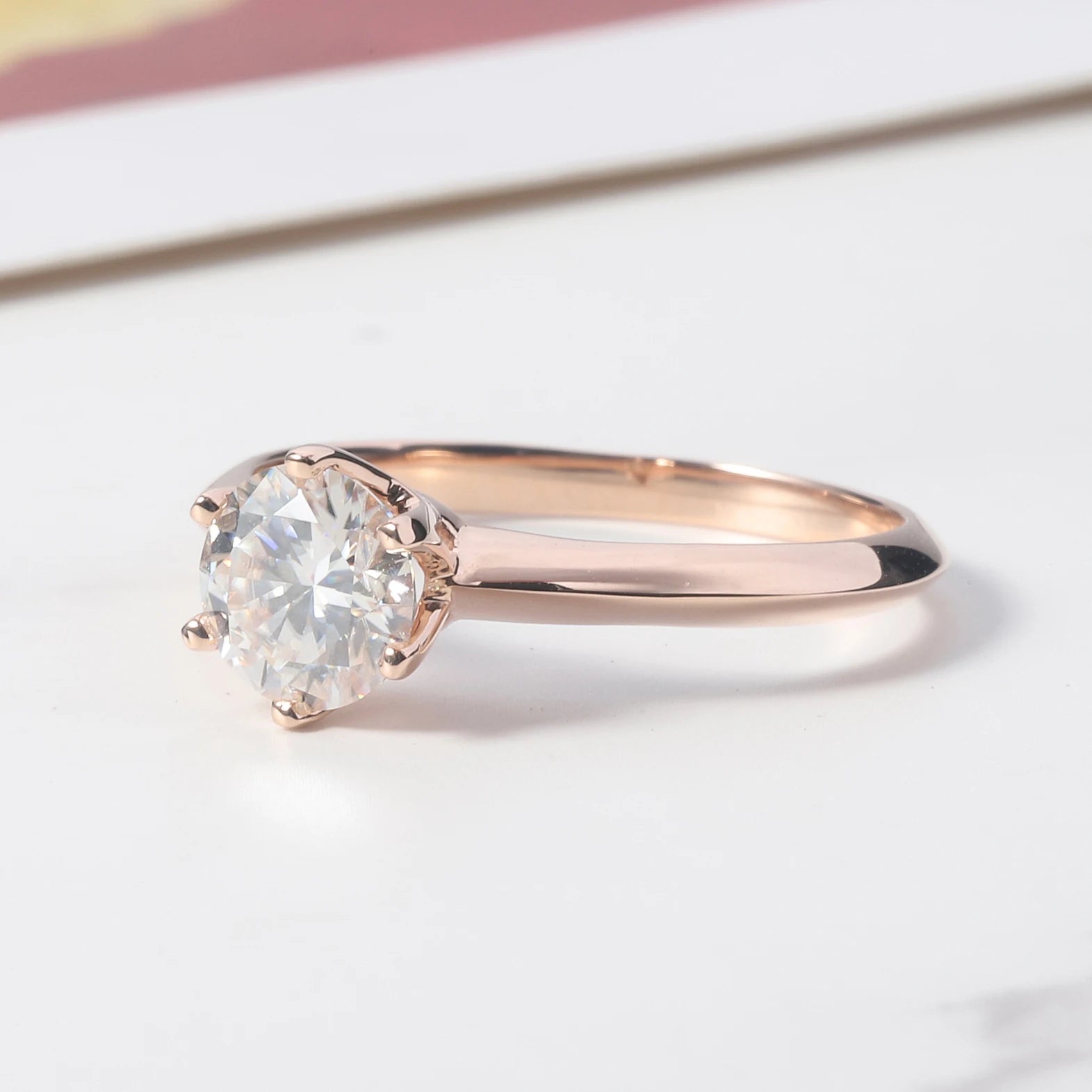Abiding 1CT Moissanite Diamond Fine Trendy 9K 10K 14K 18K Solid Gold Jewelry Women Engagement Ladies Pure Gold Ring for Wedding