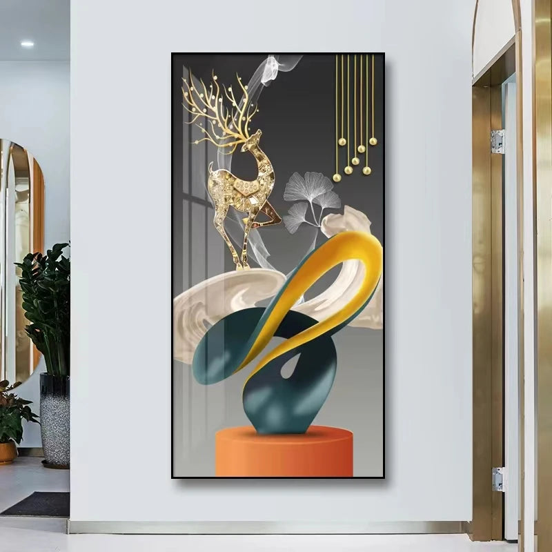 100X50CM  New Large Aluminum Alloy Frame Crystal Home Gallery Hanging Wall Decor Artwork Painting Dropshipping for Living DDP