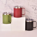 Powder Coated Travel Tumbler 12oz 14oz 16oz  Mug Thermal Stainless Steel Insulated Tumblers With Handle