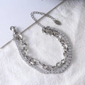 Simple Bling Double Layer Cubic Zirconia Stainless Steel Chain Bracelets Pulsera De Acero Inoxidable Bijoux Fantaisie En Gros