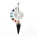 Hongzhuo Natural Stone Pendulum Crystal Yoga 7 Chakra Spiral Hexagonal Cone Pendant Black Obsidian Reiki Healing Pendulum Jewelry