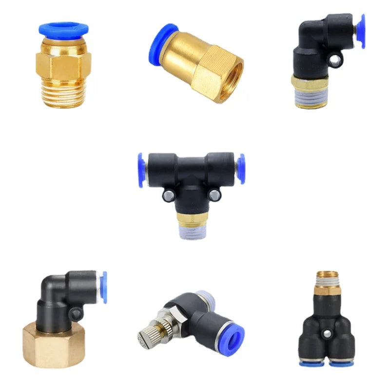 SDPSI1Pcs Pneumatic Air Connector Fitting PC/PCF/PL/PLF 4mm 6mm 8mm Thread 1/8" 1/4 3/8 1/2 Hose Fittings Pipe Quick Connectors