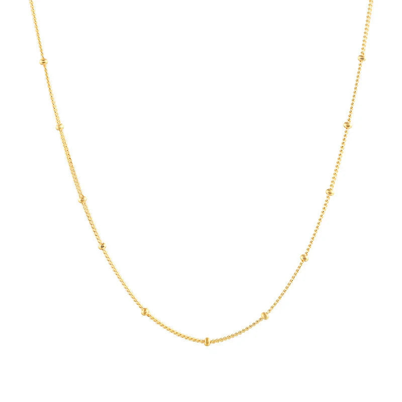 Wholesale Bulk Trendy 925 Sterling Silver 18K Gold Bead Link Necklace Chain New Design for Gift for Ladies