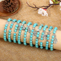 Wholesale Turquoise with Zinc Alloy Charms Healing Stone Tree of Life Beads Durable Elastic Bracelet for Men a Women