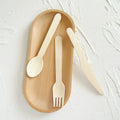 Disposable Birch Wood Eco-Friendly Food Safe Knife Fork Spoon Cutlery Set 100% Biodegradable Recyclable Camping Use Free Sample MegaBDM