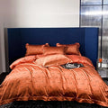 Wholesale Luxury Orange 100% Cotton Satin Jacquard Silky Duvet Cover 4-Piece High-end Bedding Set