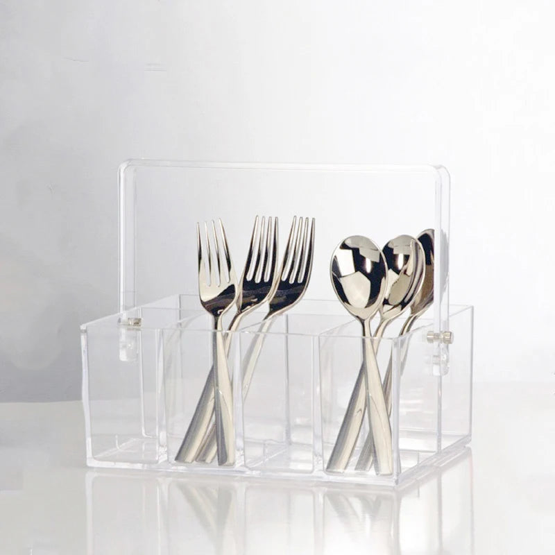 Wholesale Acrylic Utensil Caddy Custom Acrylic Silverware Caddy Clear Perspex Cutlery Holder