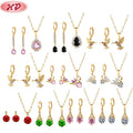 Fabric Factories Price Bulk Trendy Design Zirconia Womens Jewelry 18k Gold Plated Brass Earrings Pendant Necklace Set