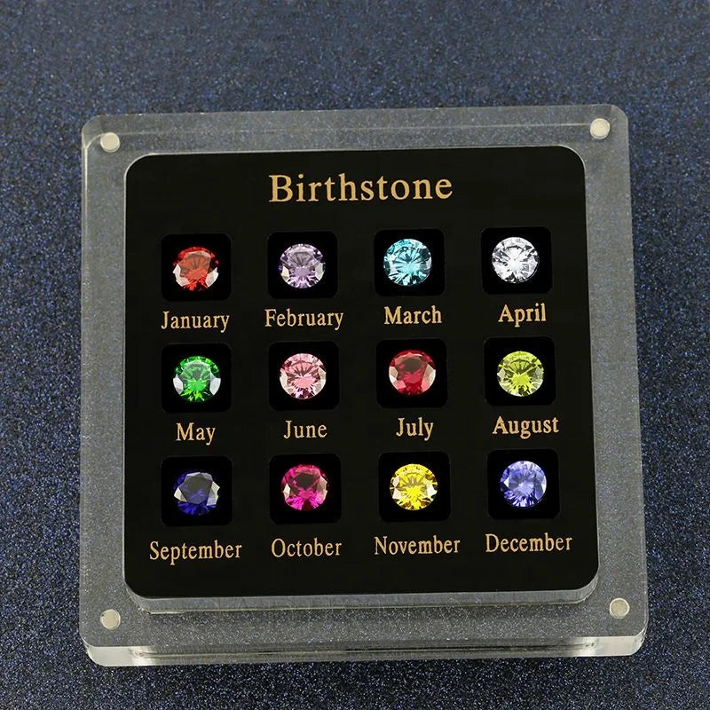 Cadermay Loose Gemstone  Tools 12 Birthstones of Cubic Zirconia Box Diamond Display Set