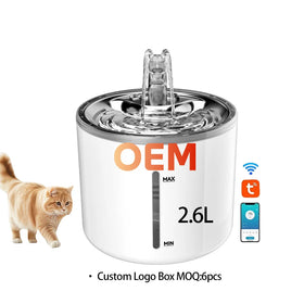 2.6L Cat Water Fountain for Drinking Automatic Cycle ABS Pet Water Feeder With Filter Pump Silent Water Dispenser Cat