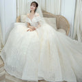 Customize Luxury Sequins Classic Boat Neck Bridal Gown Off Shoulder Wedding Dresses