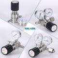 HAL-LOK Stainless Steel Pneumatic Gas Regulator Low High Pressure Oxygen Air Helium Gauge Pressure Reducing Valve Model HL8SL