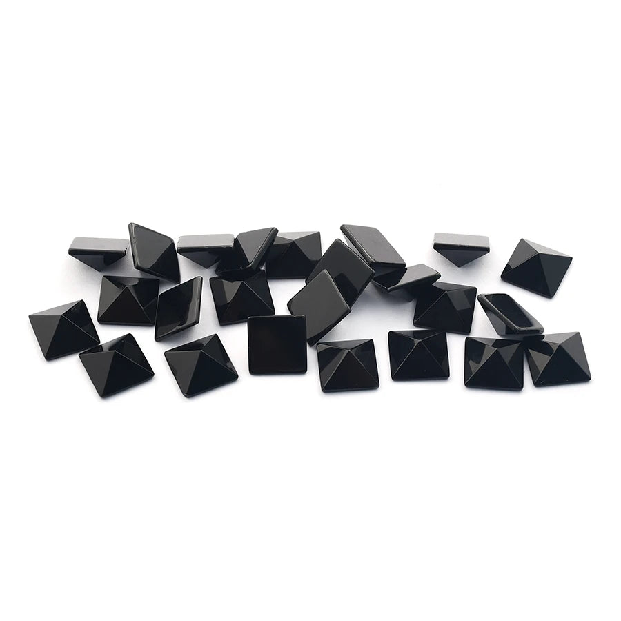 Wholesale Natural Black Agate Faceted Square Healing Tower for Jewelry Making Customized Size