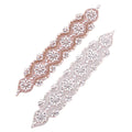 30*5.6cm Luxury Wedding Accessory Iron-on Applique Sticker Crystal Rhinestone Beaded Motif Costume Dress Gold Silver Pearl Patch