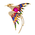 Rhinestone Crystal Phoenix Bird Brooches for Women Men Enamel Flying Beauty Bird Party Office Clothing Pin Buckle Jewelry Gifts