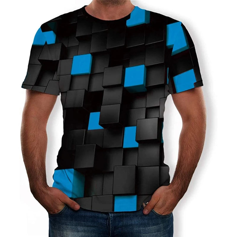 Fitspi T-Shirt for Mens 3D Printing Crew Neck Short Sleeve Tee Shirt Top Blouse Wholesale