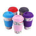 Reusable Bamboo Fiber Coffee Cup Travel Mugs Tea Coffee Travel Mug Cup Silicone Lid