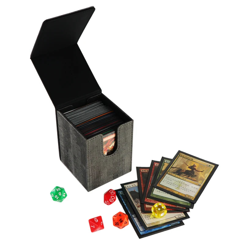 Pu Leather Board Game Accessories Products Storage Flip Deck Box Leather Card Square Stamping Collecting Card Accept CN;GUA