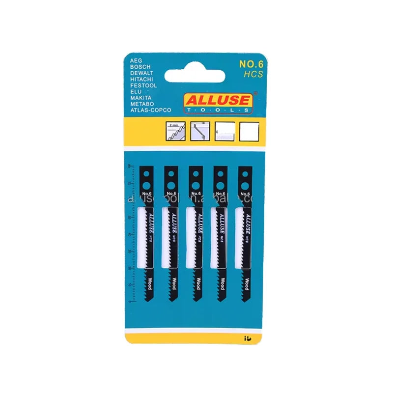 Set of 5 12Tpi HCS NO.6 Jig Saw Blades Hot-Pressed Narrow Curved Cutting for Hardwood Softwood Plastic and Various Materials