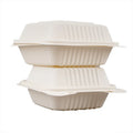 Biodegradable Clamshell Box Take Away Lunch Food Grade Sugarcane/Bagasse Pulp Disposable Burger Containers Embossing Oil/Water