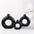 Nordic Ceramic Circular Hollow Vase Donuts Flower Pot for Wedding Home Living Room Office Desktop Interior Perfect Gift Decor