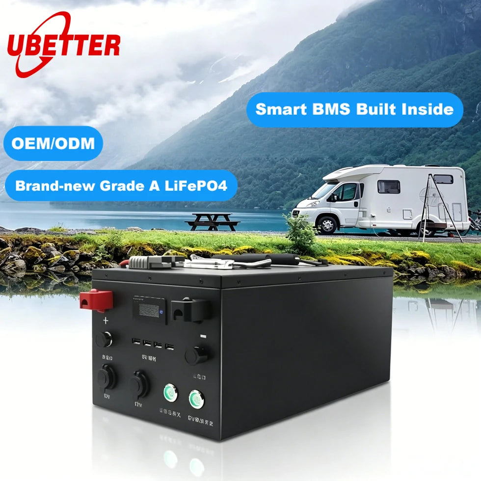 OME24v 48V Lithium Iron Phosphate Battery 100AH 200AH 400Ah Semi-solid State 4000 Cycles UBEATTER QGL-12100 RV Camping Golf Car