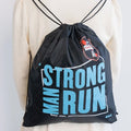 Factory OEM Promotional Marathon Events Races Sports Polyester Backpack Running Gym Training Drawstring Exercise Bag with Logo