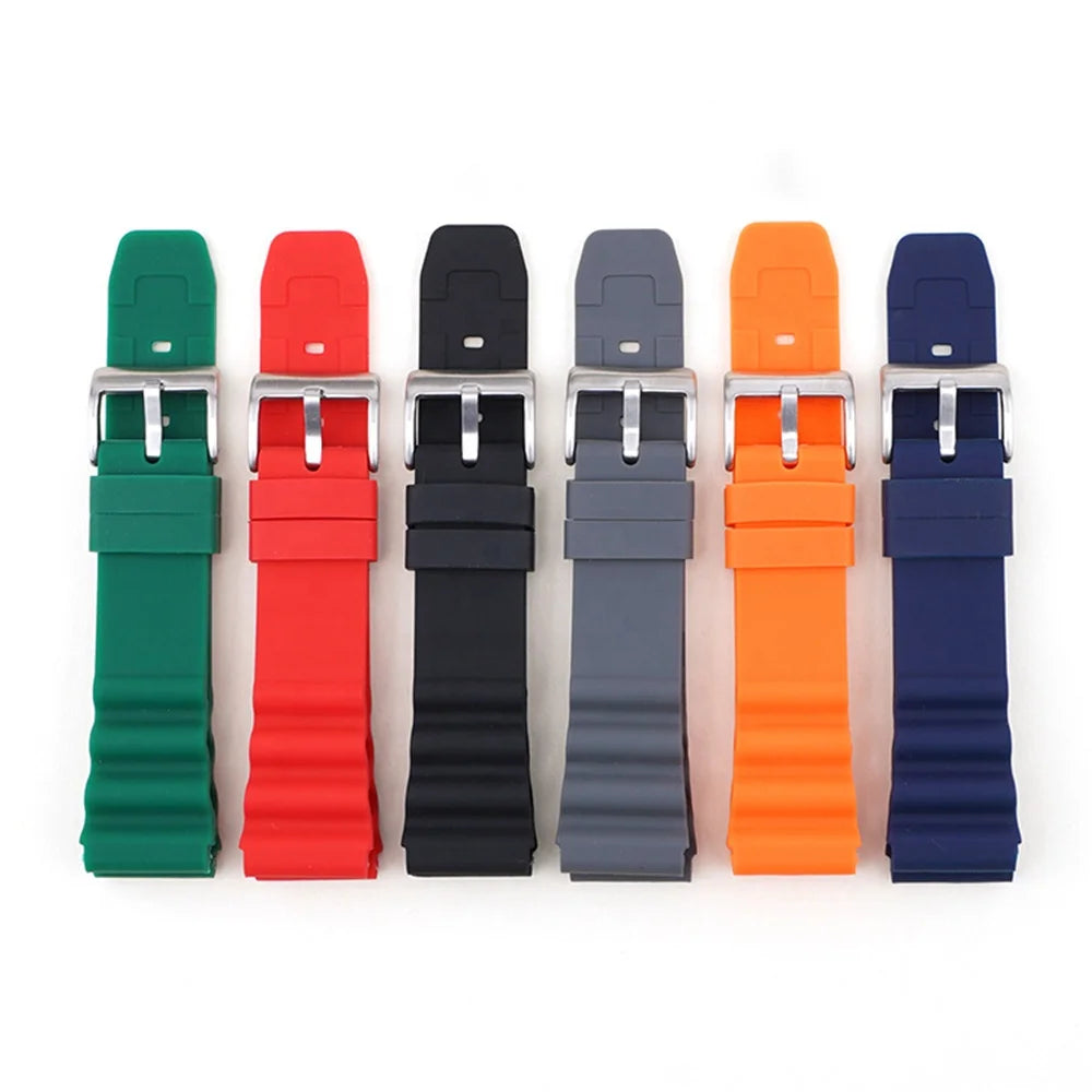 20mm 22mm Silicone Diving Watch Strap Men Sport Waterproof Wrist Band Bracelet Watchband Accessories for  SKX007 SRP777J1