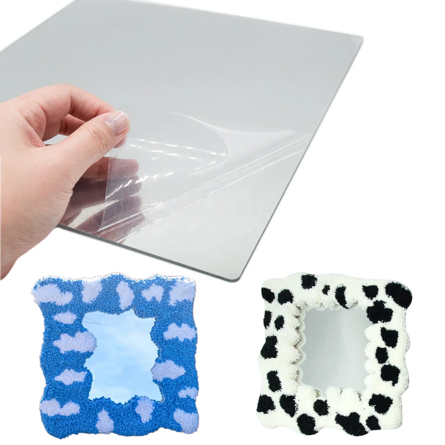30*30 cm X 3mm Thick Acrylic Clear Mirror Tufting Mirror for DIY Needlework