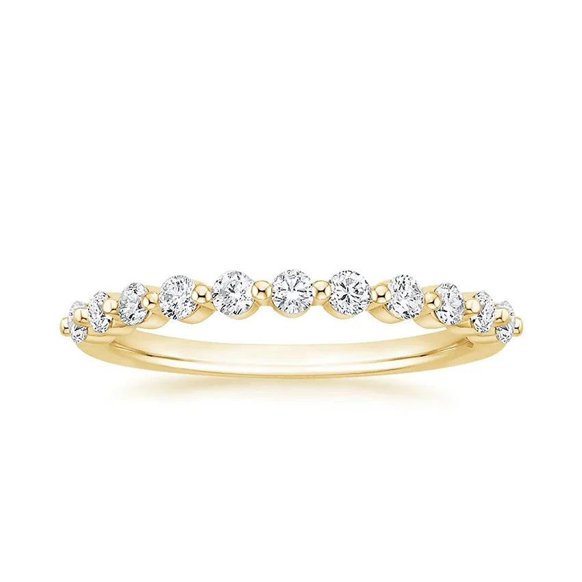 925 Silver Women's Engagement Wedding Ring 2MM Gold Plated Eternity Band Classic Style with Rhodium Plating for Parties