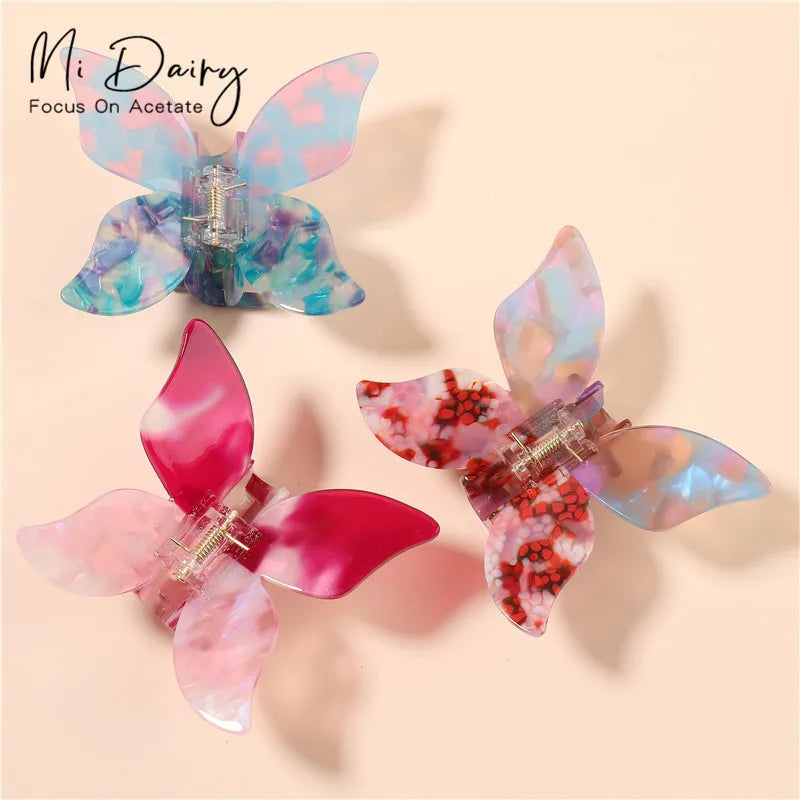 Mi Dairy 8.5cm Middle Size Butterfly Shape Hair Claw Clip Cute Acetate Hair Accessories Butterfly Hair Claw  220961