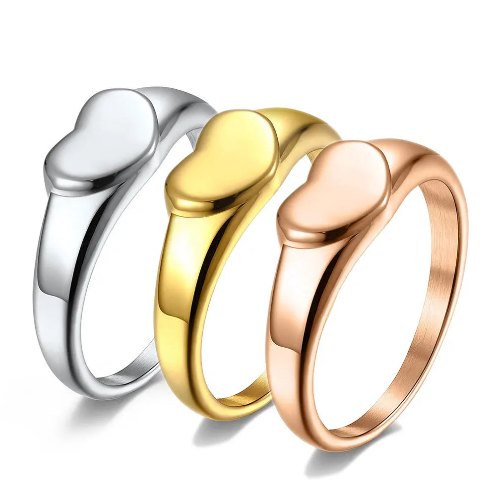 Zhongzhe Jewelry Valentine's Day Heart Rings Latest Women Stainless Steel Heart Love Anti Tarnish Female Fashion Unfade Rings