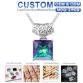 Women Square Large Square Crystal Gemstone Pendant Blue Topaz Stone Necklace 925 Sterling Silver 18k Gold