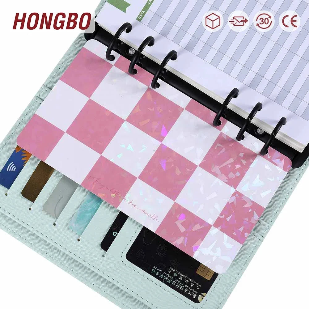 Hongbo Best Selling 4-Color Waterproof Holographic A6 Checkered Dashboard for Budget Binder As Loose-Leaf Insert for Organizing