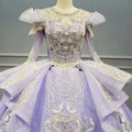 New Design Factory Direct Sales Long Sleeve Quinceanera Dress Purple Lace Color Wedding Dress Wn036
