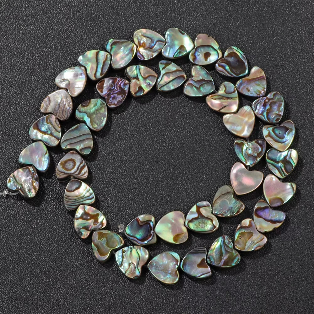 10-20mm Natural Abalone Shell Flat Heart Straight Hole Loose Beads for DIY Creative Earrings Bracelet Necklace Jewelry Findings