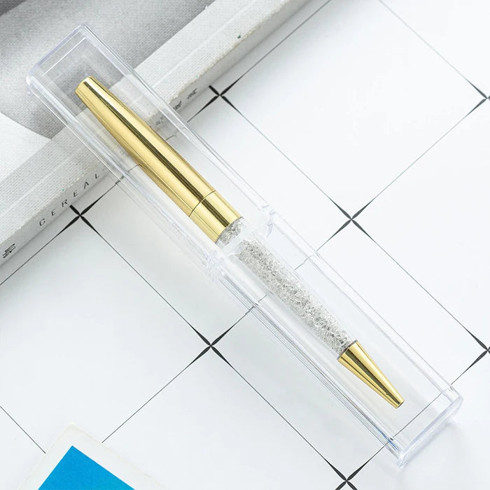 Transparent Plastic Quadrangle Ballpoint Gel Pencil Case with Logo PinGlory Brand 15x2.5x2.5CM Environmentally Friendly for Gift