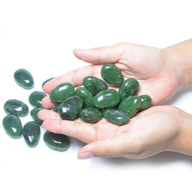 Wholesale Nephrite Jade Pear Drop Green Canada Jade Pendant for Jewelry Making 3mm Hole