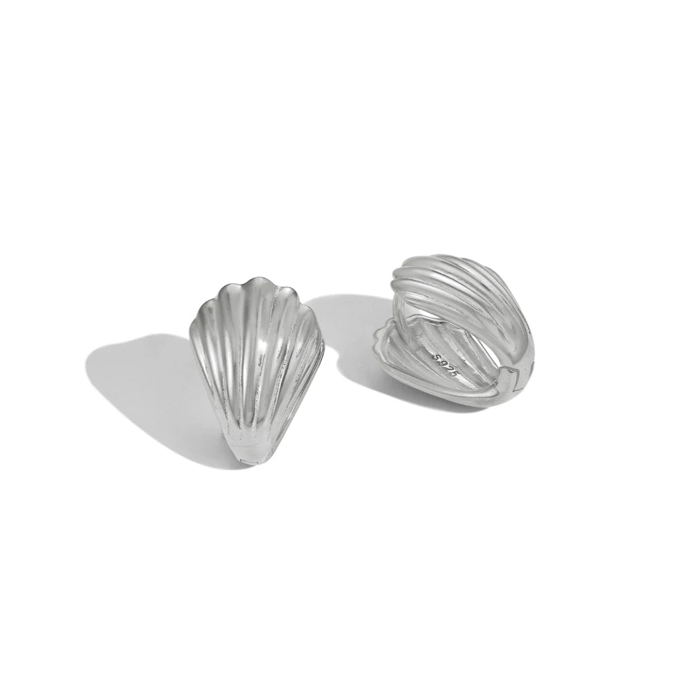 Dylam TIny Stylish Minimalist 925 Sterling Silver Rhodium 18K Gold Plated Girls Women Ocean Shell U Shape Clip on Earrings