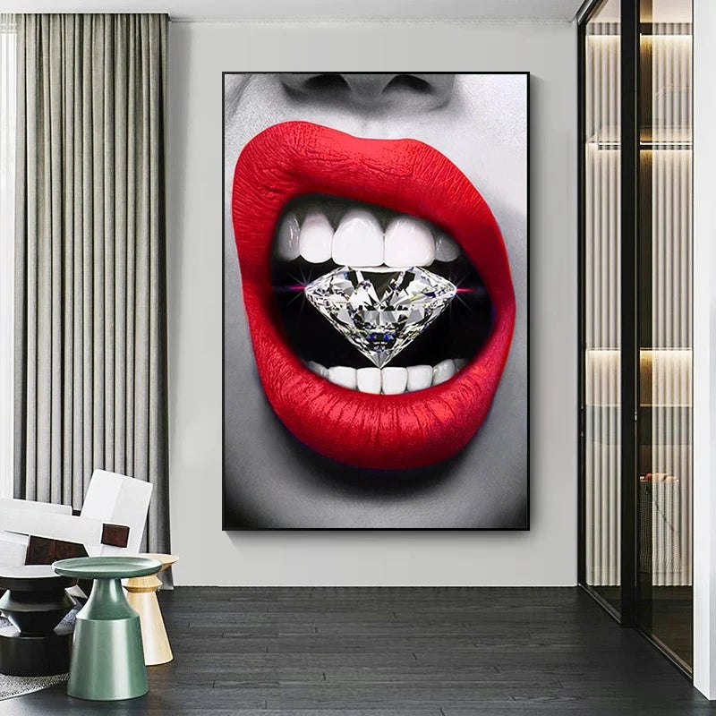 Graffiti Woman Lips Modern Abstract Wall Art Decorative Wall Painting Canvas Printing Wholesale
