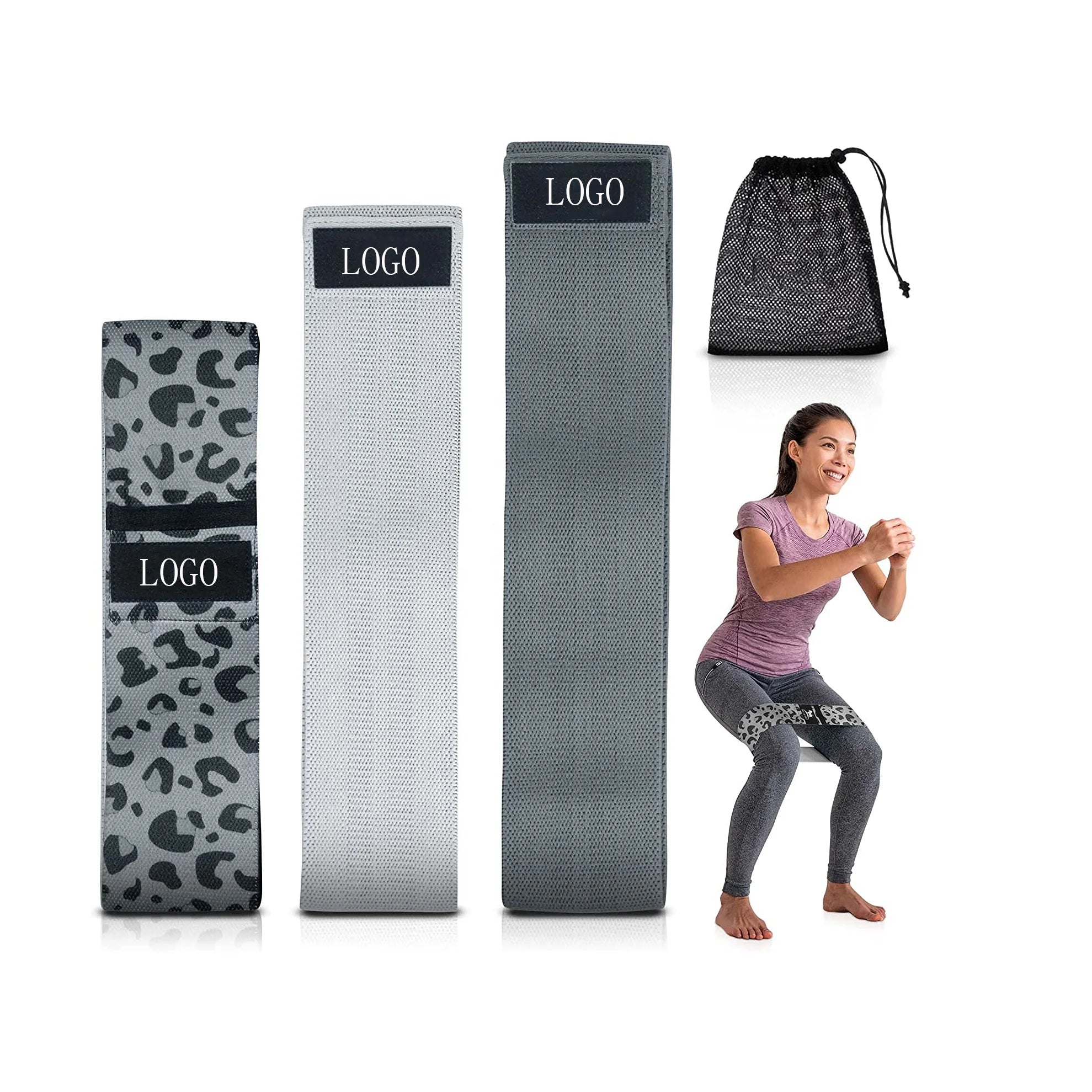 FDFIT Custom LOGO and Printing Fabric Leopard Hip Loop Booty Resistance Bands Set  Women Hip Training  Equipment