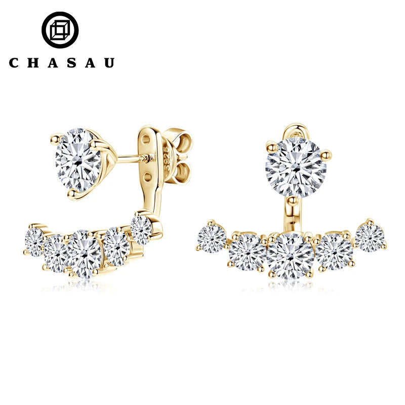 Women's 925 Sterling Silver 6.5mm&5mm&4mm&3mm Round VVS1 D Color Sparkling Moissanite Stud Earrings for Women with GRA