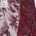 Luxury Red Dress Beaded Fabric French Lace With Sequins&Beads Bridal Tulle Embroidery Lace Fabric for Women Wedding Dress
