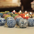 Wholesale Handmade Round Porcelain Candle Stand Home Decor Blue and White for Valentine's Day Elegant Decor