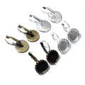 10pcs 12mm Bronze Silver Plated French Lever Back Earrings Blank Base Bezel Trays DIY Jewelry Supplies MegaBDM