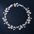6 Colors Options Leaf Shape Silver Plated Champagne Oval Cubic Zirconia Stones Crystal Bracelets Bangle for Women Gifts